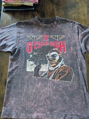 12 O'Clock High Graphic Crewneck T-Shirt - Washed Black
